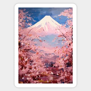 Japan Mount Fuji Cherry Blossom Abstract Art Sticker